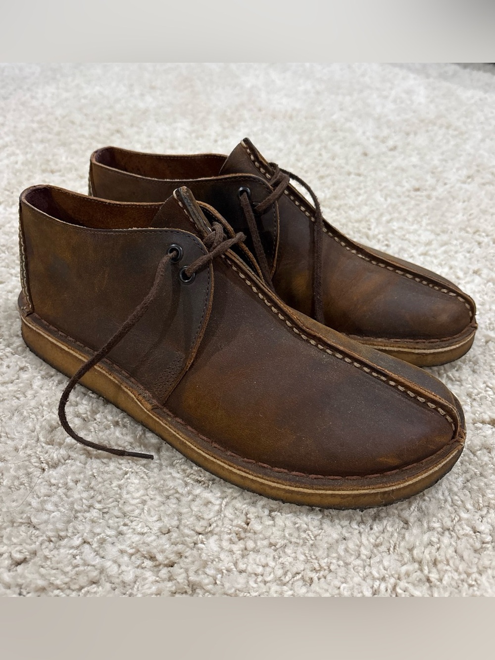 Clarks Originals Men’s Desert Trek Boots Shoes Brown Beeswax Leather Size 11M